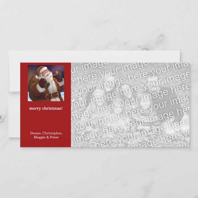 Santa Northern Lights Christmas Holiday Card (Front)