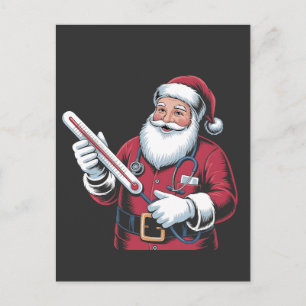 Santa Nurse Xmas Nursing Healthcare Worker   Holiday Postcard