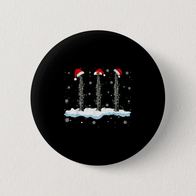 Santa Oboe Christmas Lights Funny Oboe Lover  6 Cm Round Badge (Front)