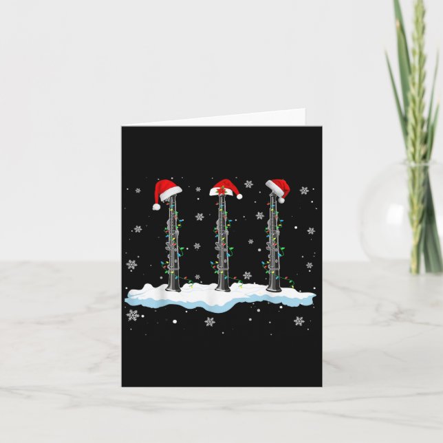 Santa Oboe Christmas Lights Funny Oboe Lover  Card (Front)