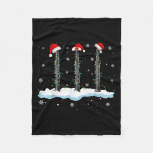 Santa Oboe Christmas Lights Funny Oboe Lover  Fleece Blanket