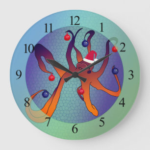 Santa Octopus Large Clock