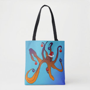 Santa Octopus Tote Bag