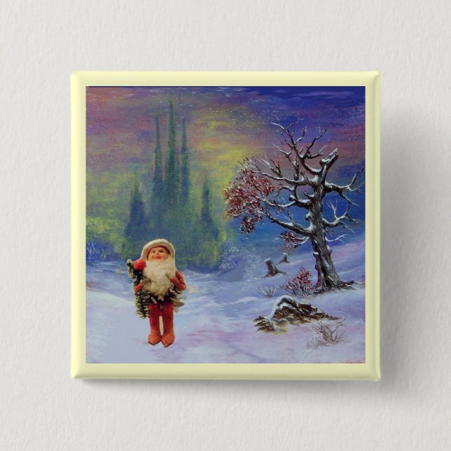 SANTA OF THE GNOMES 15 CM SQUARE BADGE (Front)