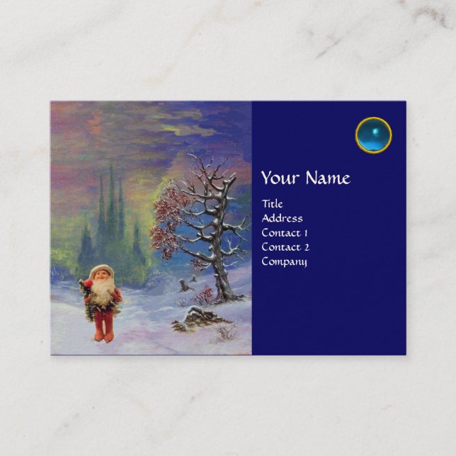 SANTA  OF THE GNOMES MONOGRAM Blue Sapphire Business Card (Front)