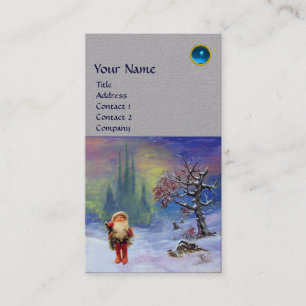 SANTA  OF THE GNOMES MONOGRAM Blue Sapphire Grey Business Card