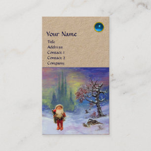 SANTA OF THE GNOMES MONOGRAM Blue Sapphire Kraft Business Card