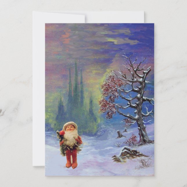 SANTA OF THE GNOMES,WINTER HOLIDAY CHRISTMAS PARTY INVITATION (Front)