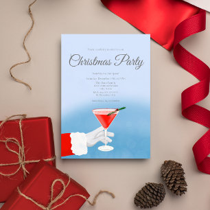 Santa Offering Martini At Christmas Party Invitation