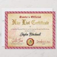 Santa Official Nice List Certificate