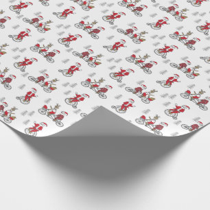 Santa on a bicycles cute kids novelty wrapping paper
