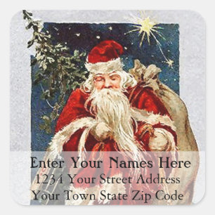 Santa on a Country Lane Christmas Address Label
