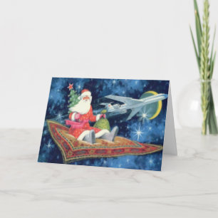Santa On A Flying Carpet Custom Greetings Card