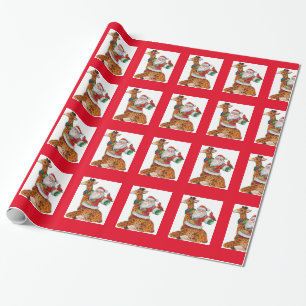 Santa on a Giraffe Christmas Wrapping Paper