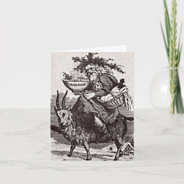 Santa on a Goat Greeting Card (Front)
