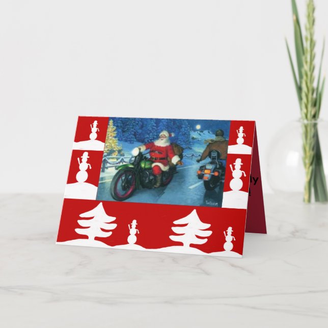 Santa on a Harley christmas card (Front)
