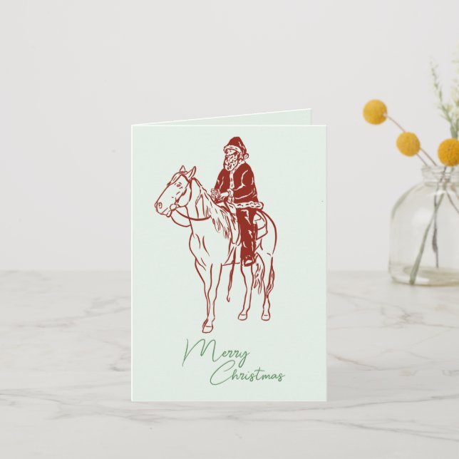 Santa on a horse Christmas card  (Front)
