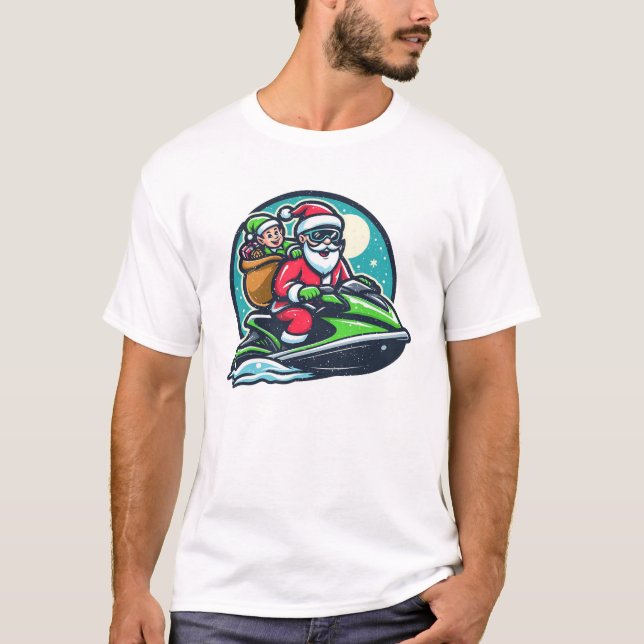 Santa on a jet ski T-Shirt (Front)