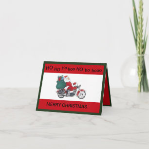 Santa on a Motorcycle Christmas Card