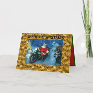 Santa on a Motorcycle Christmas Card