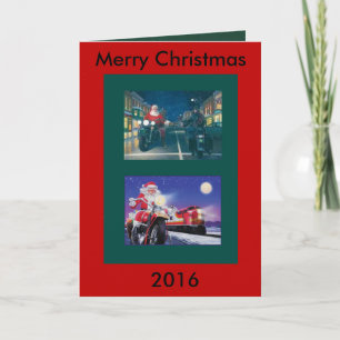 Santa on a Motorcycle Christmas card