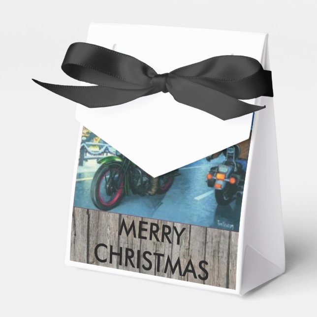 Santa on a motorcycle christmas gift box (Front Side)
