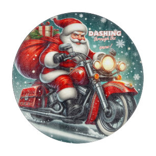 Santa on a motorcycle cutting board