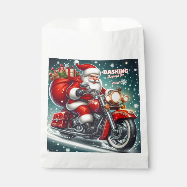 Santa on a motorcycle favour bags (Front)