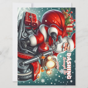 Santa on a motorcycle holiday card
