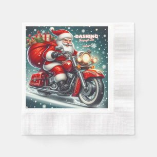 Santa on a motorcycle napkin
