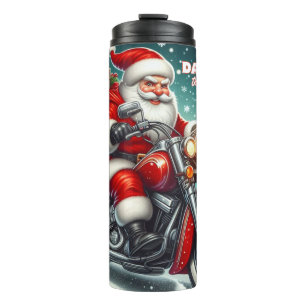 Santa on a motorcycle thermal tumbler