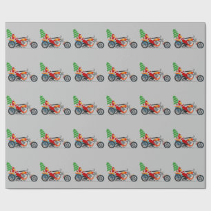 Santa on a Motorcycle Wrapping Paper