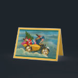 Santa on a scooter holiday card<br><div class="desc">custom Victorian Christmas cards</div>