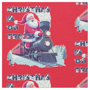 Santa On a Train Fabric