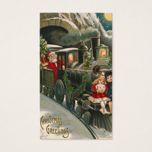 "Santa on a Train" Vintage Gift Tag