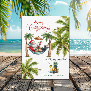 Santa on a Tropical Island Christmas Holiday Postcard