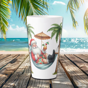 Santa on a Tropical Island Christmas Latte Mug