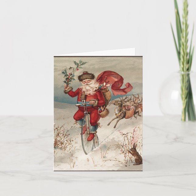 Santa on Bicycle Notecards (Front)