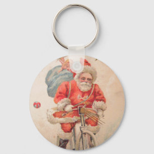 Santa on Bicylce Key Ring