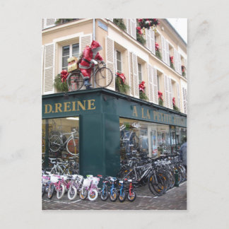 Santa on Bike Christmas Postcard