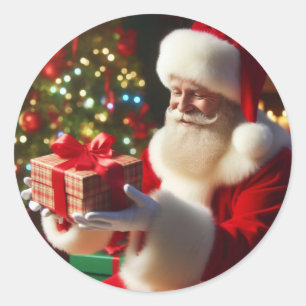 Santa On Christmas Eve Classic Round Sticker