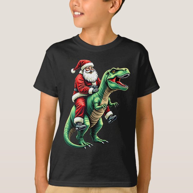 Santa on dinosaur T-Shirt (Front)