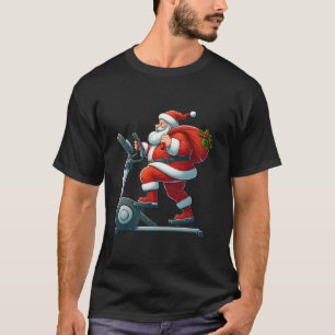 Santa on Elliptical Trainer Gym Fitness Workout Ch T-Shirt