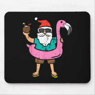 Santa On Flamingo Floatie Cute Christmas in July Mouse Mat