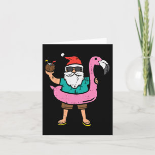Santa On Flamingo Floatie Cute Christmas In July X Card