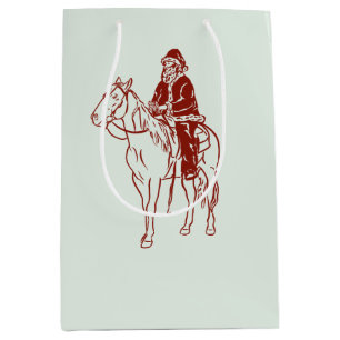 Santa on horse graphic medium gift bag