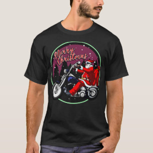 Santa On Motorcycle, Merry Christmas, Men, Biker,  T-Shirt