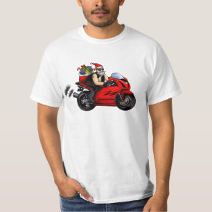santa on motorcycle, sportbike delivering presents T-Shirt