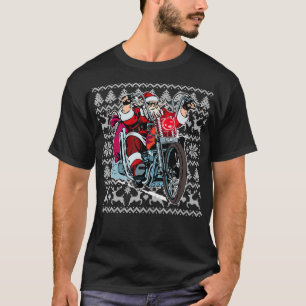 Santa on Motorcycle Ugly Christmas Sweater Gift