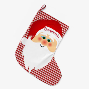 Santa on Peppermint Stripes Christmas Stocking